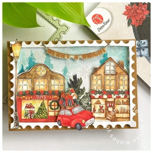 My finished Christmas card with the luxe paper block from Decotimecrafts