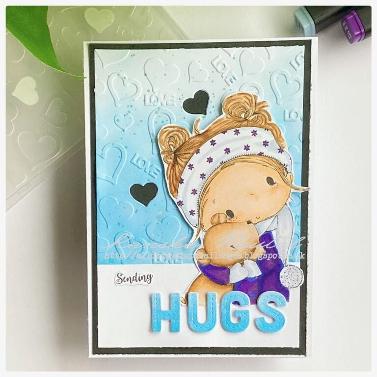 My finished card with a freebie from All Dressed Up.