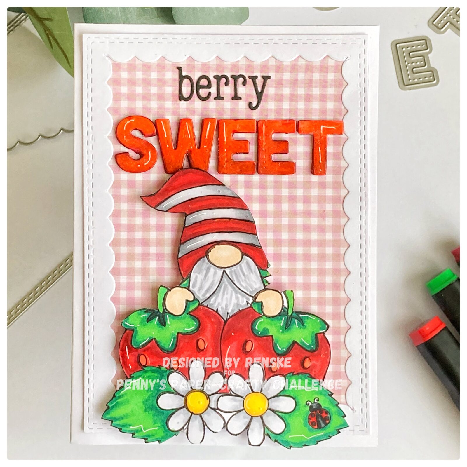 Berry Sweet card using the digital stamp Berry Sweet Gnome from Last Minute manda