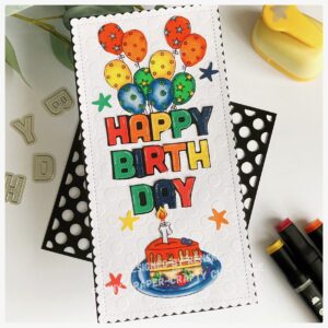 Happy Birthday card Happy birthday card with balloons and cake.
