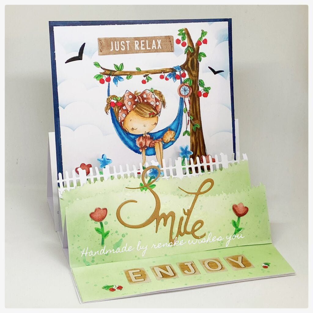 Easel card with the digital stamp Dream Catcher from All Dressed Up Stamps