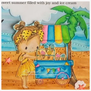 Close up icecream Close up of the coloured digital stamp with bright summer colours.