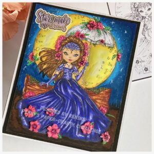 Handmade card with Colouring page from Colour of Love A coloured digital stamp from colour of love. Coloured with alcohol markers.