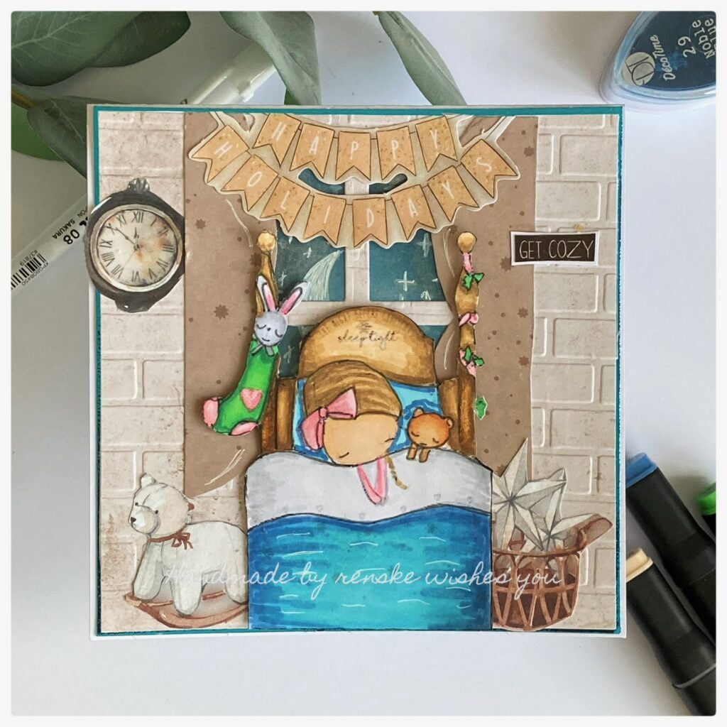 Capture the warmth of the holiday season with this enchanting cozy Christmas card featuring a peaceful bedroom scene. Adorned with charming details and a touch of sparkle, this handmade creation is the perfect way to spread joy and festive cheer. Crafted with love, this cozy Christmas card brings a sense of comfort and coziness to the holiday season."