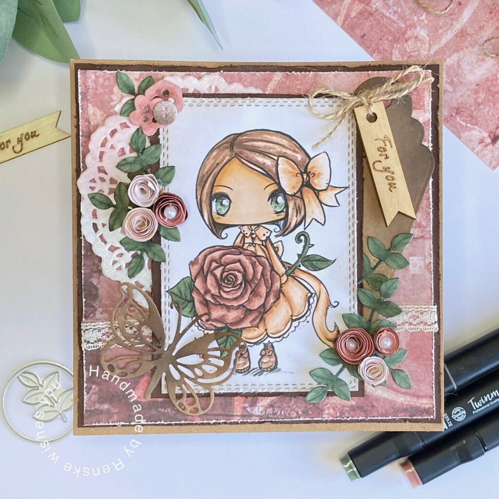 Shabby Chic card: A handmade card adorned with delicate blooms, lace, and vintage charm, capturing the essence of timeless elegance