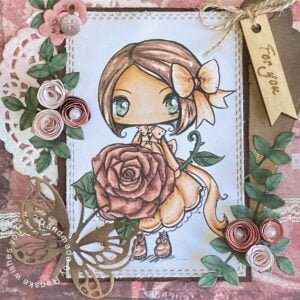 Close up picture from the colored ditgital stamp Sweet Rose