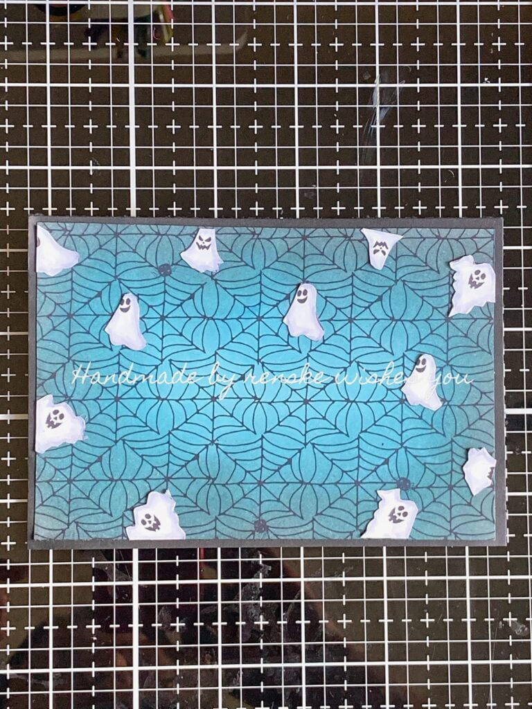 Finished Halloween Paper with Blending and Ghost Embellishments