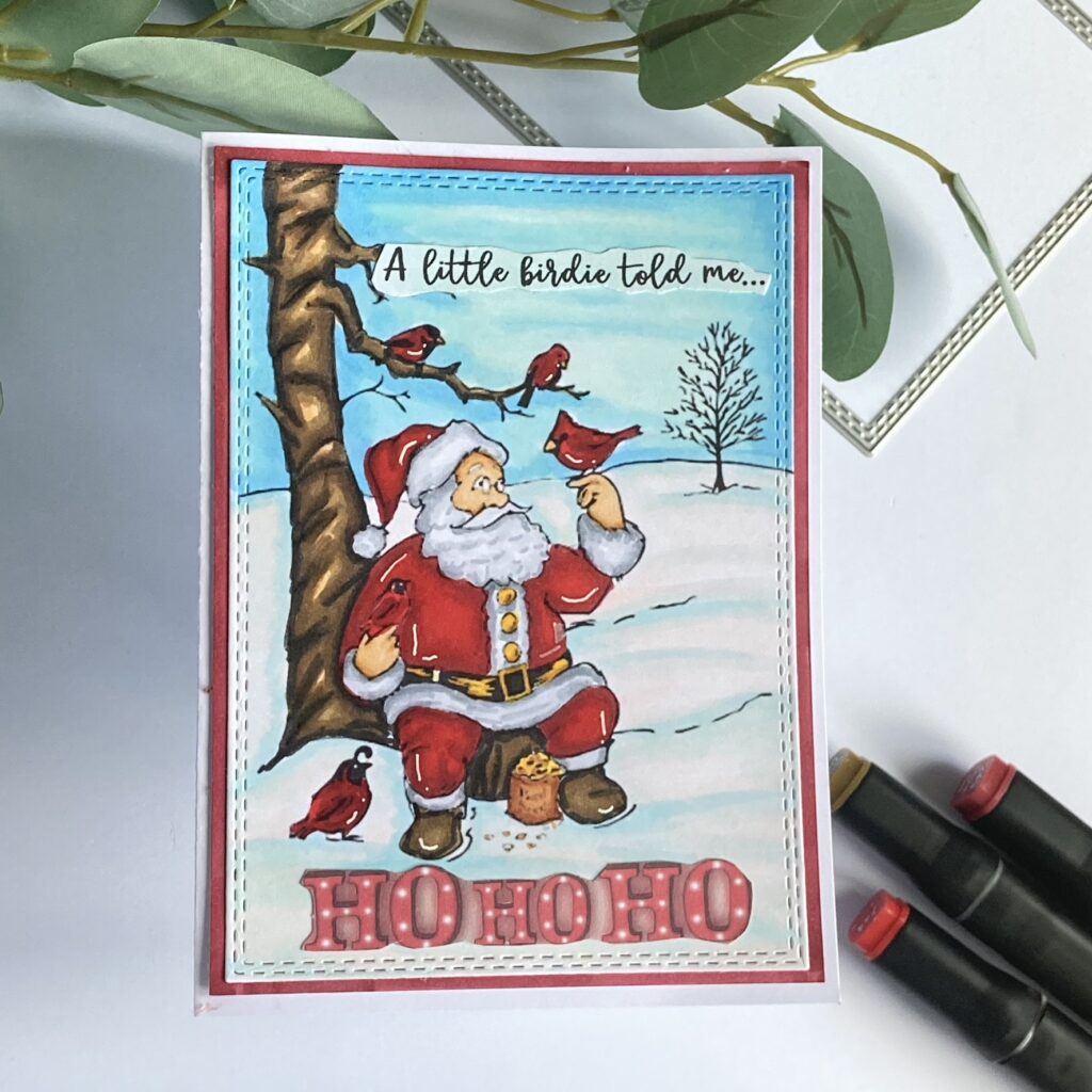 A humorous Santa Claus Christmas card with a festive holiday design