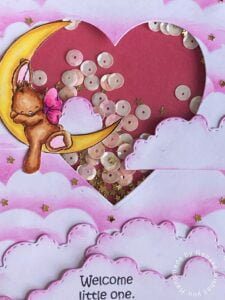 Close-up of the Beautifully Colored Stamp on the Baby Shaker Card