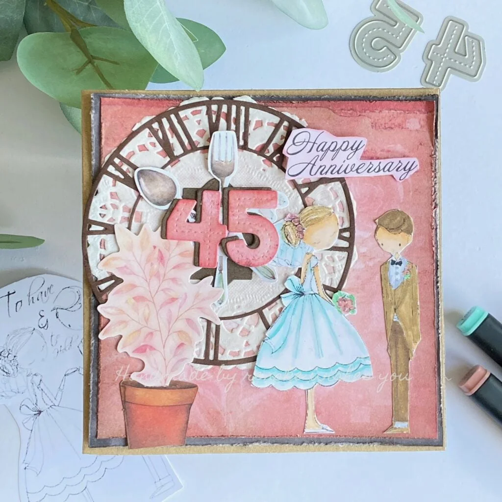 Finished Vintage Anniversary Card - Crafted with Love and Creativity