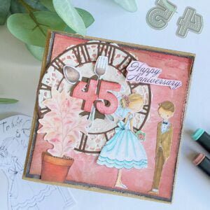 Alternate View of the Finished Vintage Anniversary Card - Handcrafted with Love