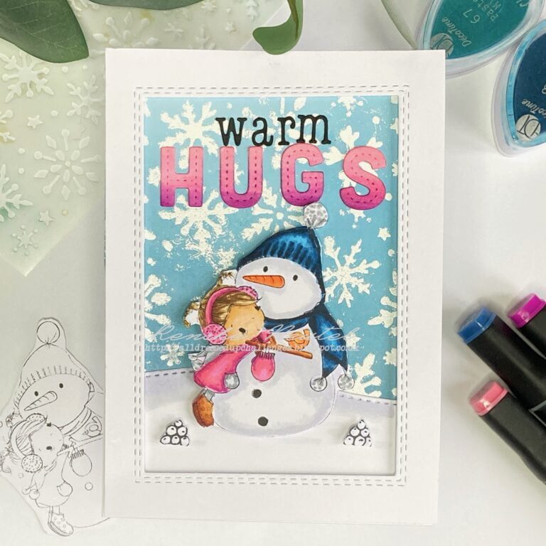Handmade Snowman Hug Card: Winter-themed card featuring a cute snowman hug design.