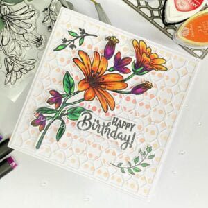 Alternate View of Floral Birthday Card - Complete card showcasing vibrant floral design and sentiment from a different angle.