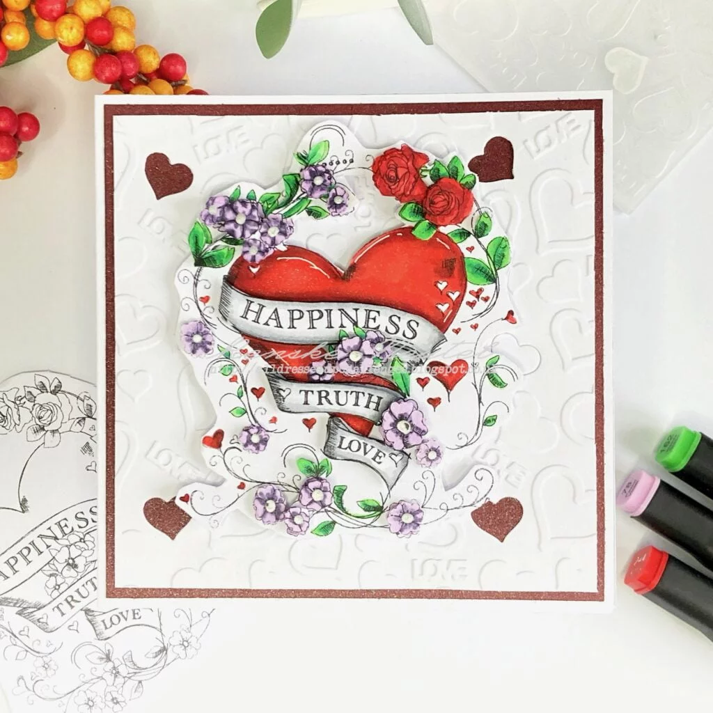 Crafting Depth: 3D Valentine's Card Tutorial - Full View of Handmade 3D Valentine's Card