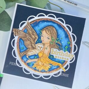 An alternative perspective of the mesmerizing Fly High birthday card. This handmade creation, adorned with the enchanting digital stamp by Ching-Chou Kuik, reveals new angles of the beautifully colored scene. A perfect blend of creativity and magic for your special celebrations.
