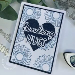 Alternative View of Handmade Monochrome Blue Flower Card