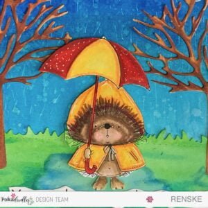 Close-up shot capturing the delightful details of a hedgehog digital stamp, beautifully colored with vivid hues, showcasing intricate shading and meticulous attention to detail.