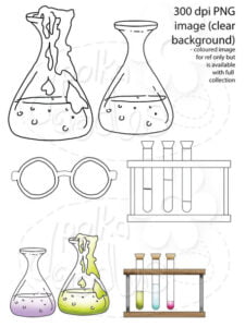 Digital stamp Science bottles Polkadoodles