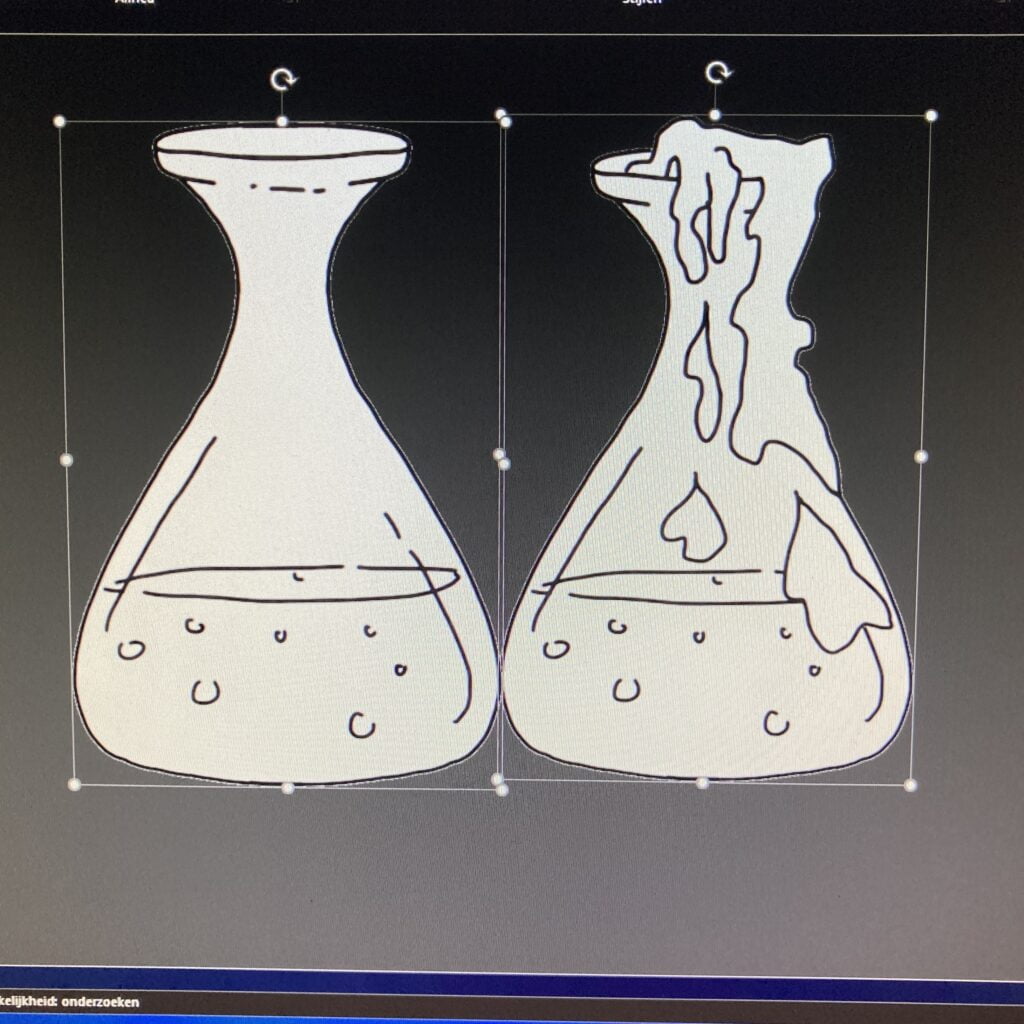 Picture of the two bottles group together in Word