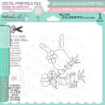 Bunny Rabbit with spring carrots Picture of the product digital stamp Bunny Rabbit with spring carrots from polkadoodles