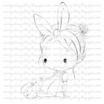 Bunny hairband Picture of the digital stamp Bunny Hairband from All Dressed Up Stamps. Showcasing a girl with bunny hariband and a bunny.