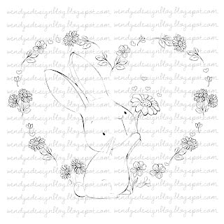 Say it with flowers Say it with flowers digital stamp from All Dressed up stamps. A heart of flowers with a cute bunny in the middle.