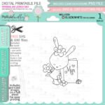 Easter-Bunny_Mumcard_wb__91491 Picture of the product Bunny Rabbit Mum Greeting Card digital stamp from Polkadoodles