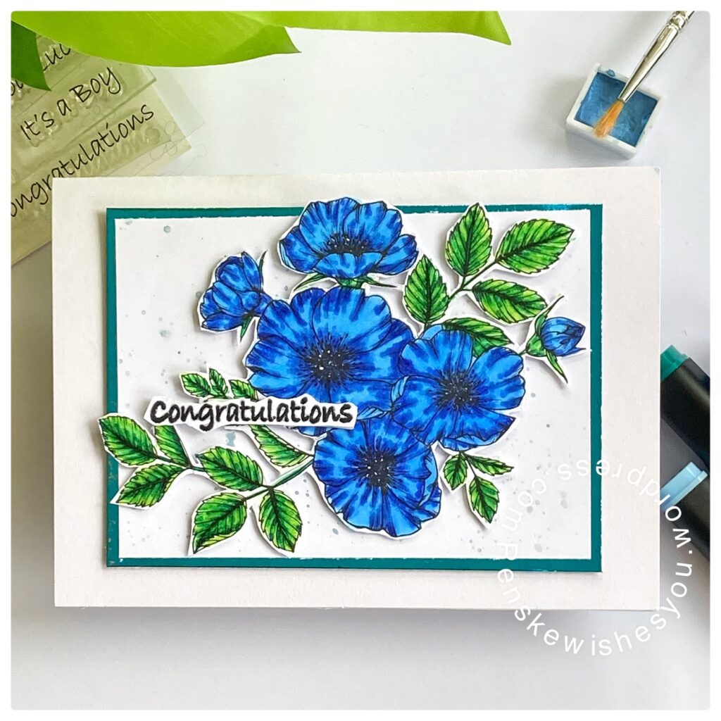Blue Flower congratulations card