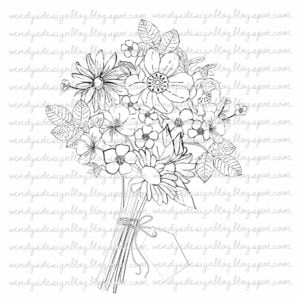 Digital stamp of a bouquet of Flowers