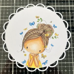 Die-cut Coloured digital stamp Dreaming of Summer Die-cut coloured image Dreaming of Summer with a scalloped edge