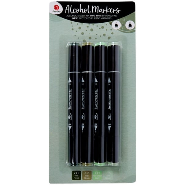 Twinmarkers per 4 stuks A package with 4 twinmarkers from Decotimecrafts