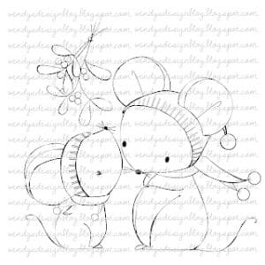 Digital stamp Mistletoe Mice All Dressed Up Stamps