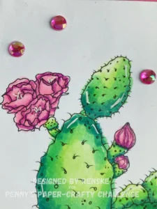 Close up embellishements cactus thank you card lose-up of pearl embellishments carefully placed on the cactus thank you card. These small details add dimension and a polished finish to the handmade design.