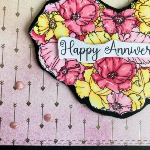 Layered flower heart anniversary card.