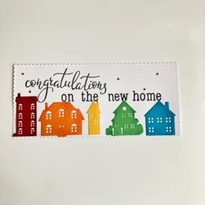 Panel with star embellishments Finished slimline card panel with added star embellishments, completing the cheerful design for how to make a new home card.