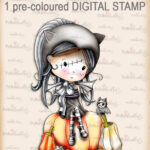 Pre-coulerd Bat-girl digital stamp Polkadoodles,