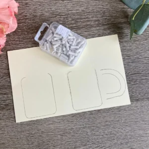Traced beer pull shapes Pencil outlines of a beer mug and handle on light yellow cardstock for our flap card tutorial. We trace a small box to create these achievable shapes for our masculine cards.